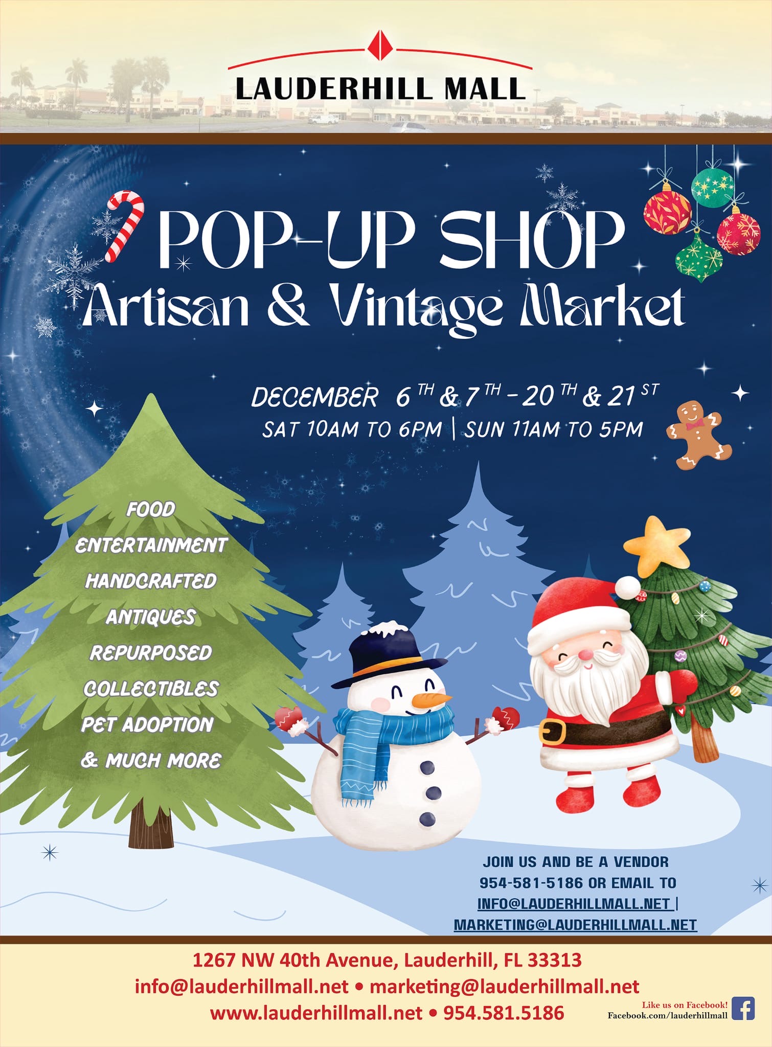 December Pop-Up Shop: Artisan & Vintage Market at Lauderhill Mall