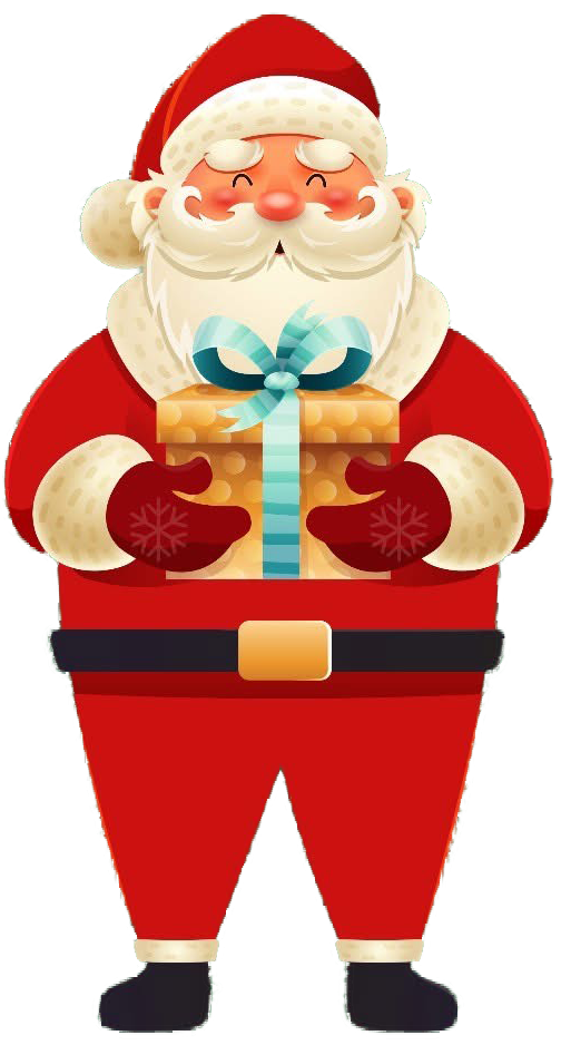 Santa illustration holding a gift