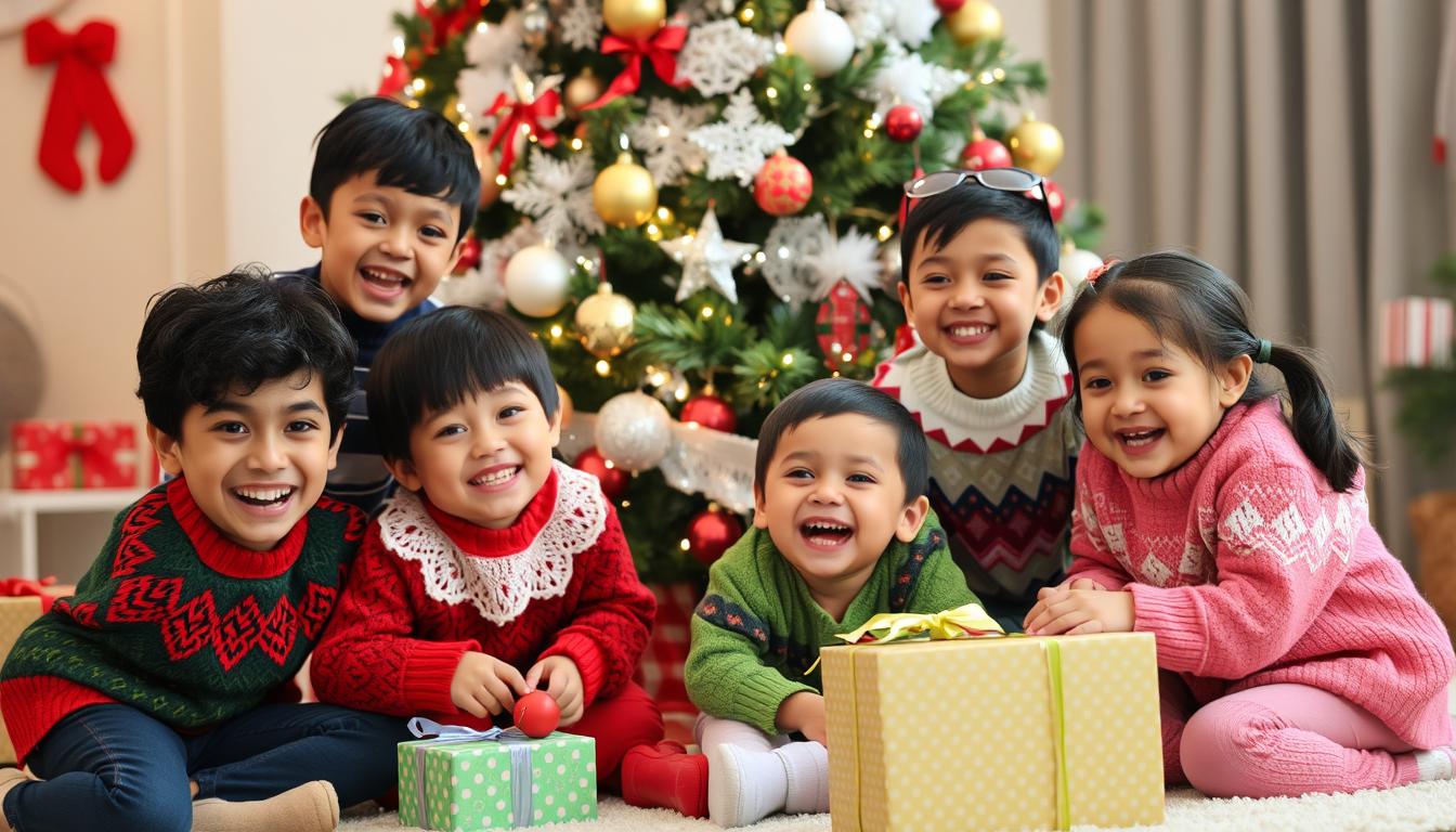 Kids and Christmas tree