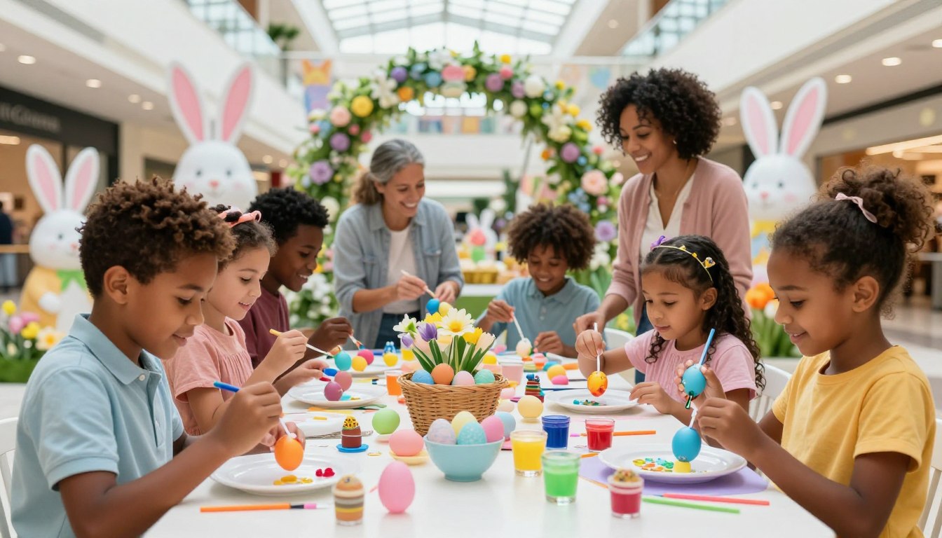 decorating easter eggs with family