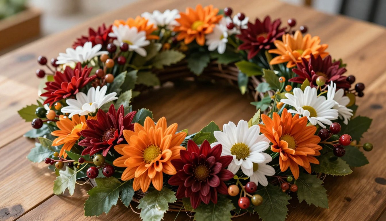 Add Faux Flowers and Berry Sprays for a Full Fall Arrangement